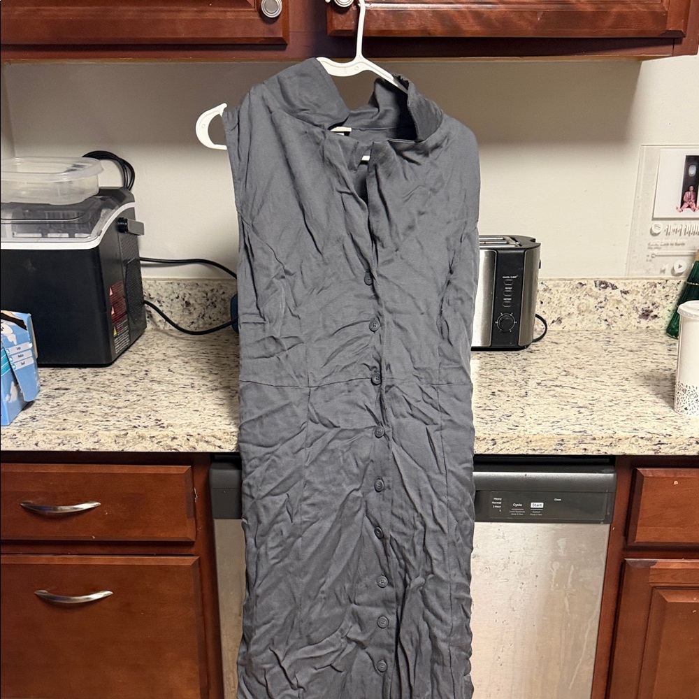 Gray Button-Up Dress